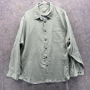 Tommy Bahama Shirt Mens XL Green Check Long Sleeve Silk Button Front Casual